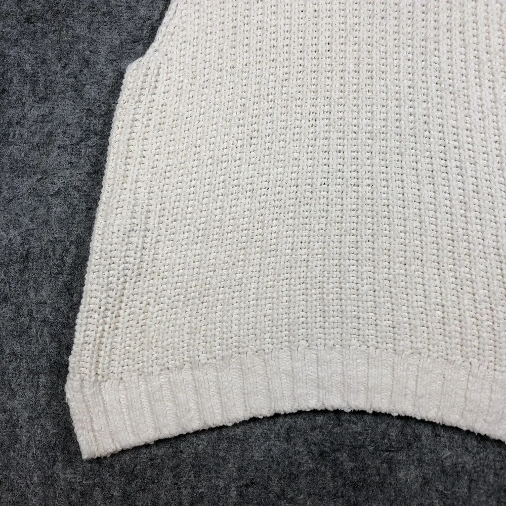 Abercrombie & Fitch Sweater Vest Womens M White Chunky Knit Sleeveless Cozy